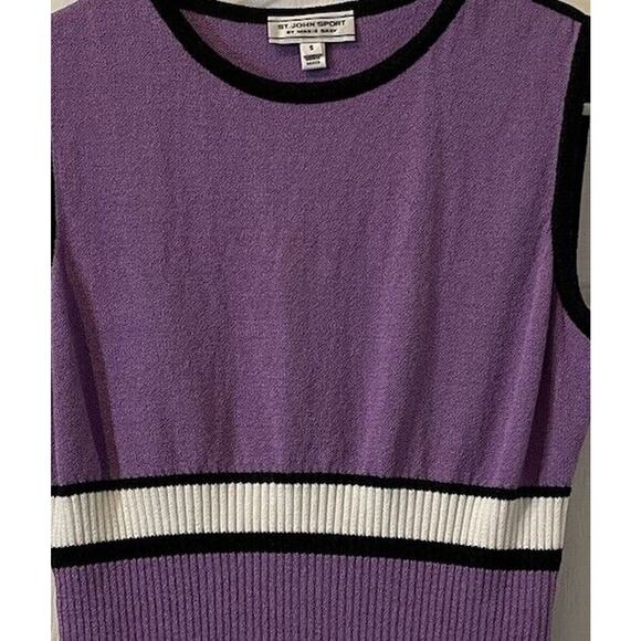 ST. JOHN SPORT Marie Gray Sleeveless Small Purple Waist Length Knit Tank - Picture 2 of 9